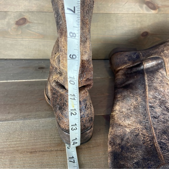 Frye Melissa Womens size 6.5 B shoes brown leather distressed riding tall boots - Picture 9 of 9